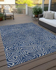 LOOMLAN Rugs Zena Blue Washable Indoor-Outdoor Rug