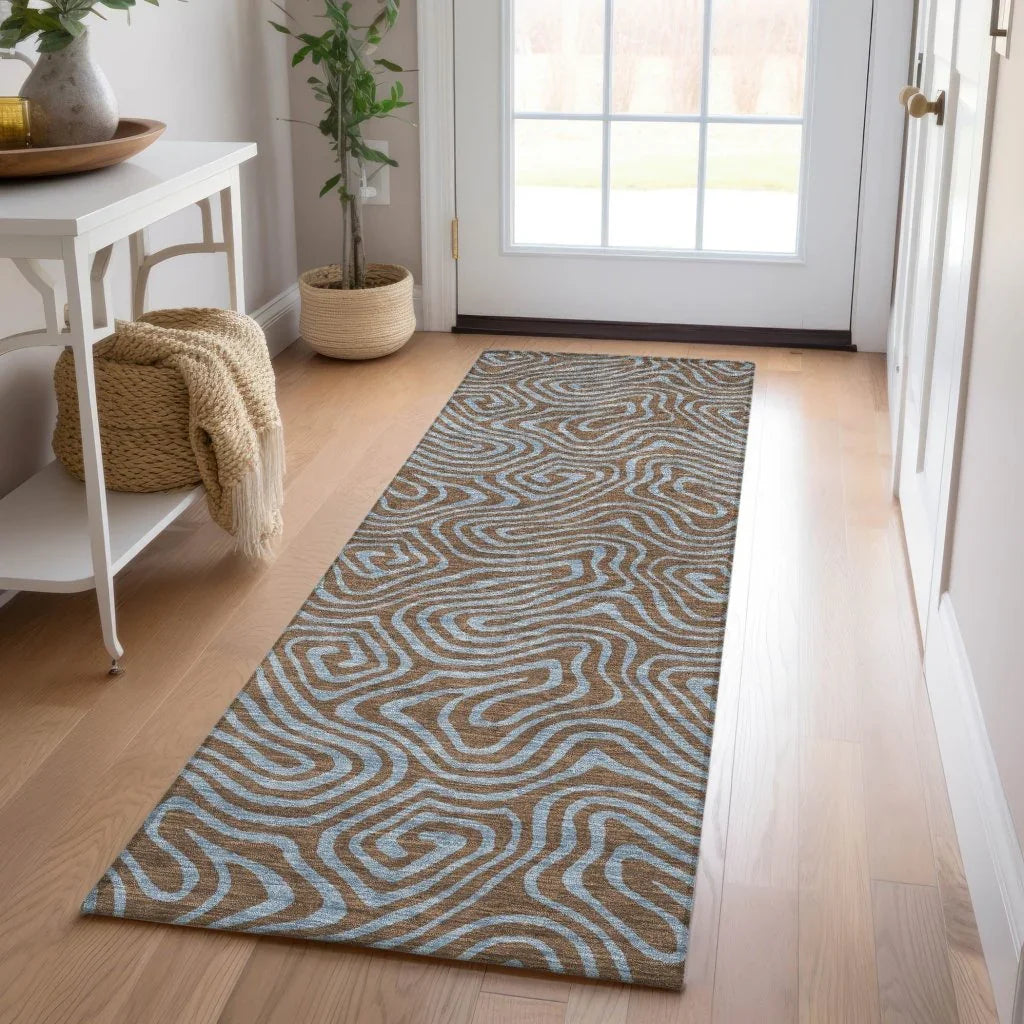 LOOMLAN Rugs Zena Brown Washable Indoor-Outdoor Rug