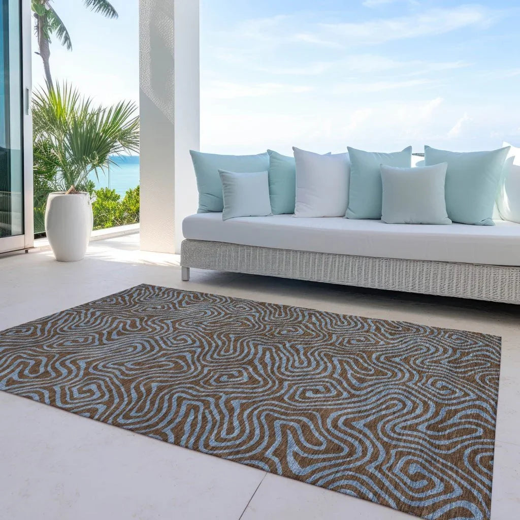 LOOMLAN Rugs Zena Brown Washable Indoor-Outdoor Rug