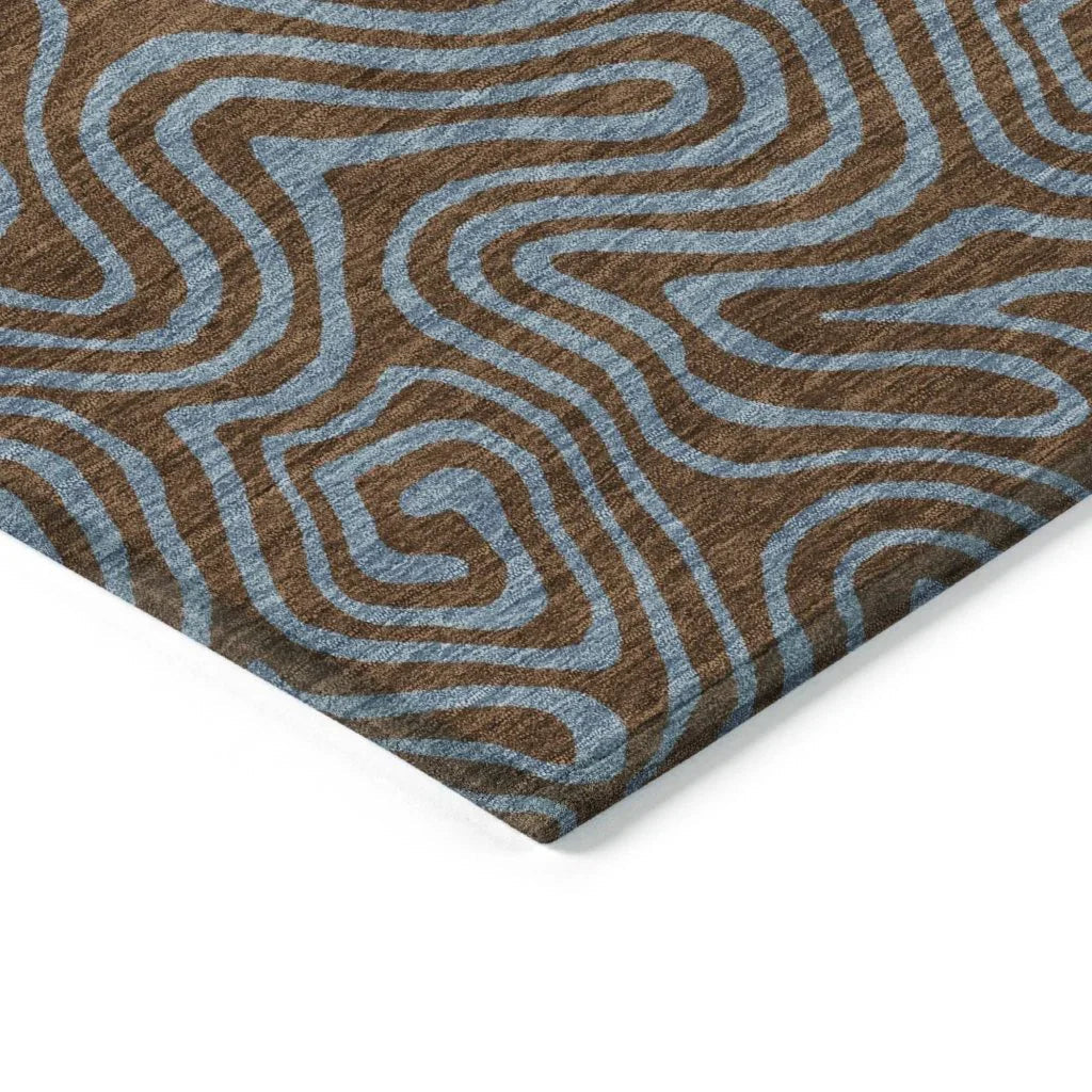 LOOMLAN Rugs Zena Brown Washable Indoor-Outdoor Rug