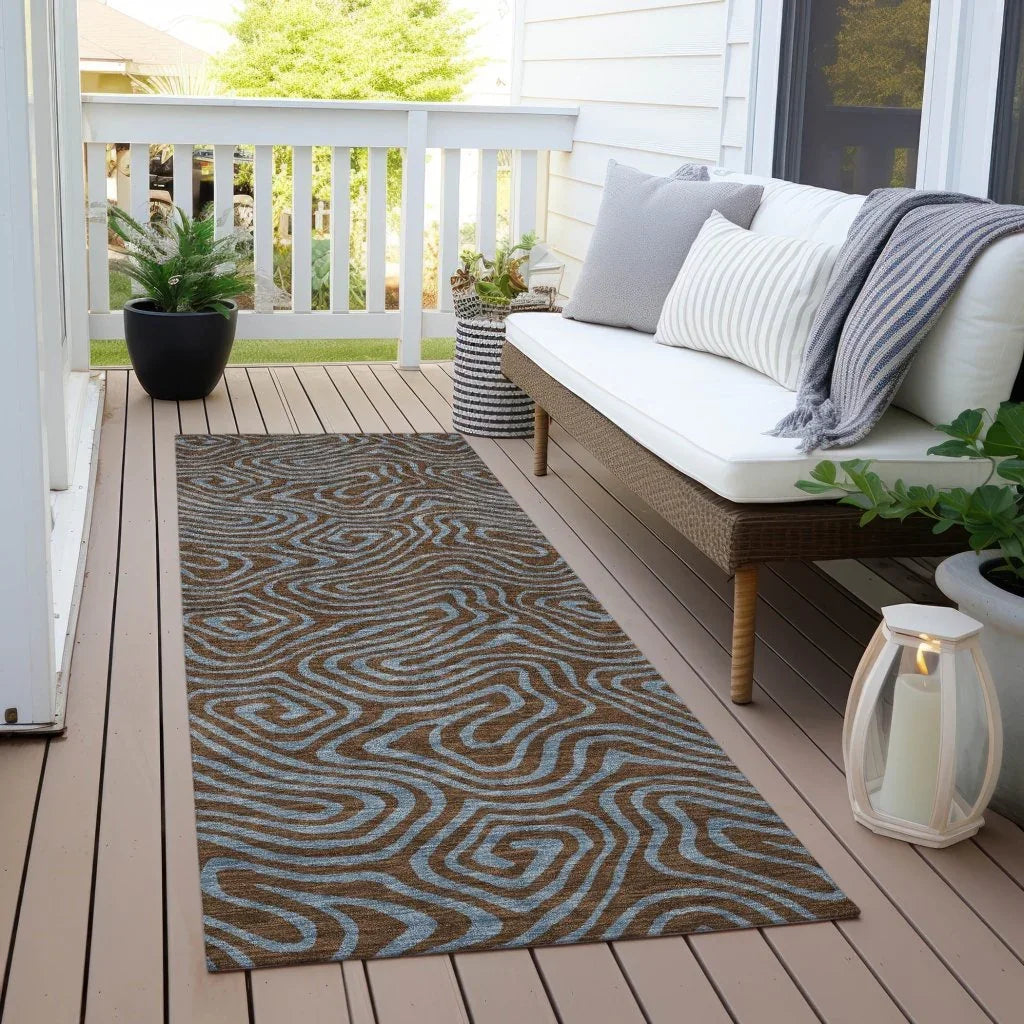 LOOMLAN Rugs Zena Brown Washable Indoor-Outdoor Rug
