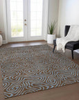 LOOMLAN Rugs Zena Brown Washable Indoor-Outdoor Rug