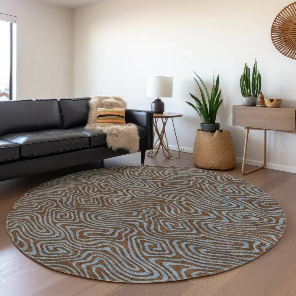 LOOMLAN Rugs Zena Brown Washable Indoor-Outdoor Rug