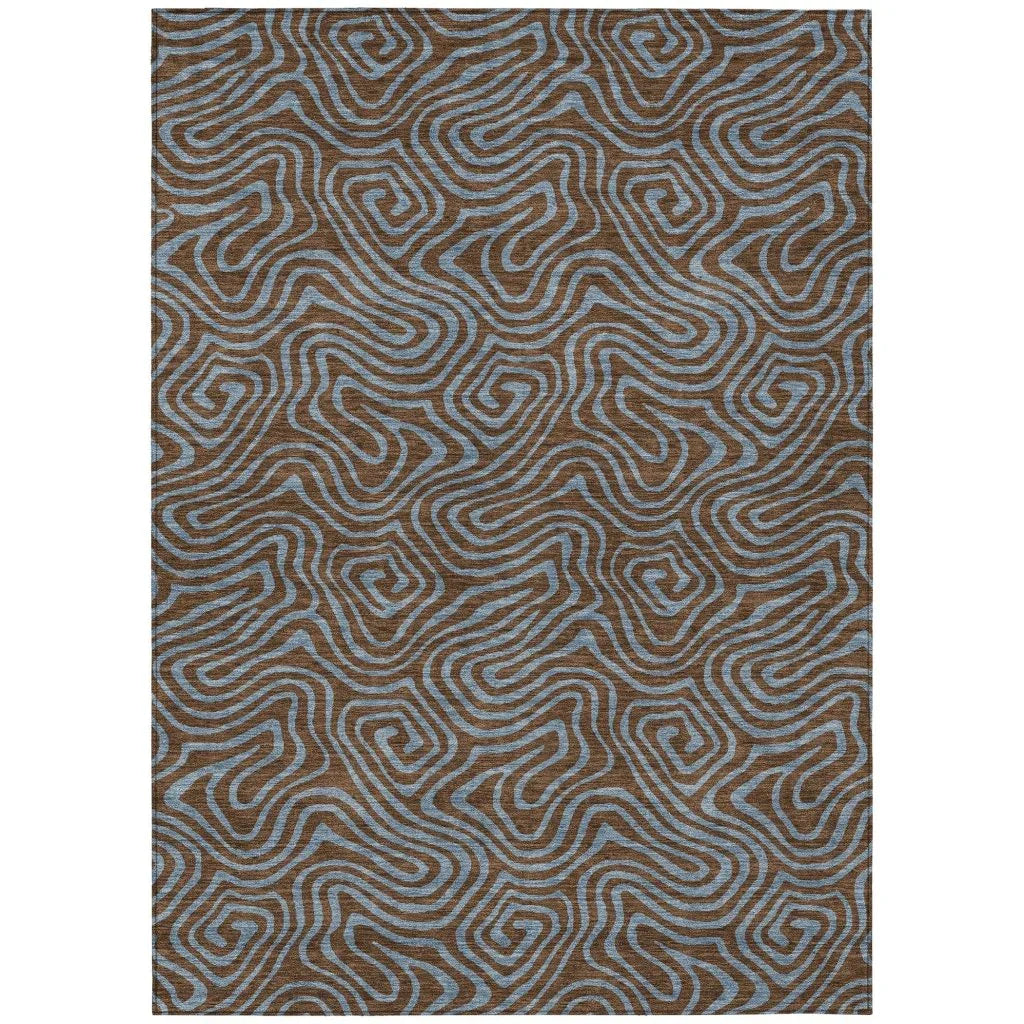 LOOMLAN Rugs Zena Brown Washable Indoor-Outdoor Rug