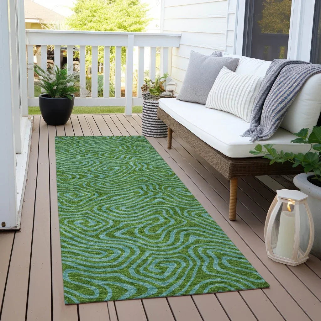 LOOMLAN Rugs Zena Green Washable Indoor-Outdoor Rug