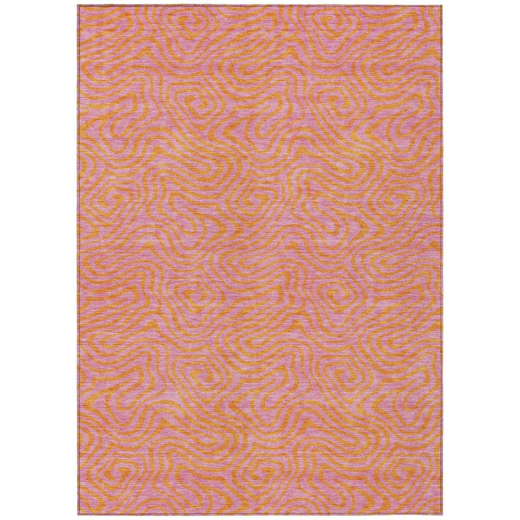 LOOMLAN Rugs Zena Pink Washable Indoor-Outdoor Rug
