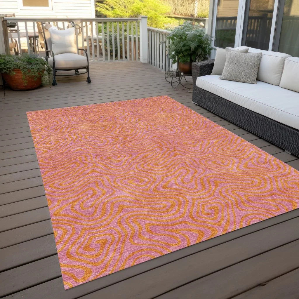 LOOMLAN Rugs Zena Pink Washable Indoor-Outdoor Rug