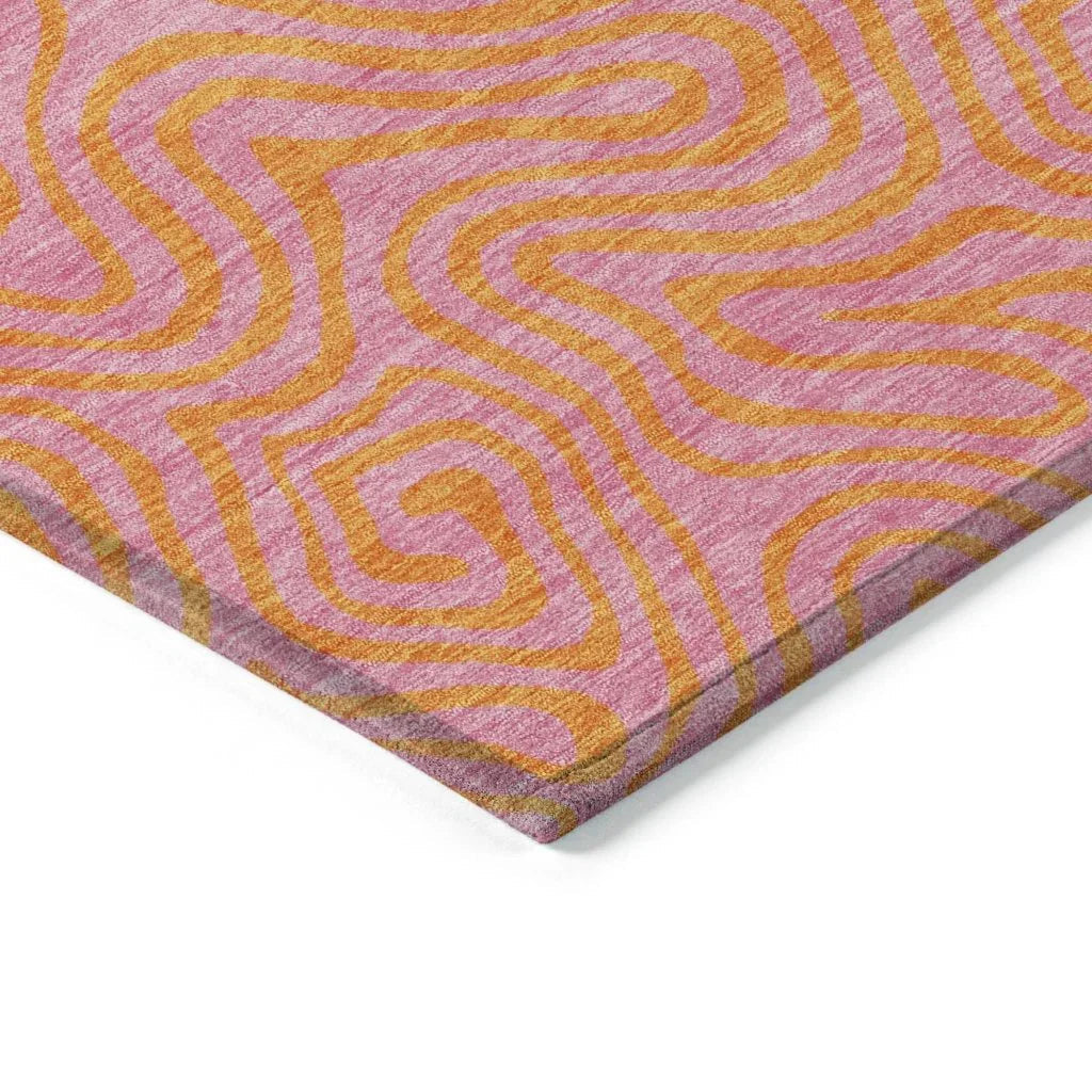 LOOMLAN Rugs Zena Pink Washable Indoor-Outdoor Rug