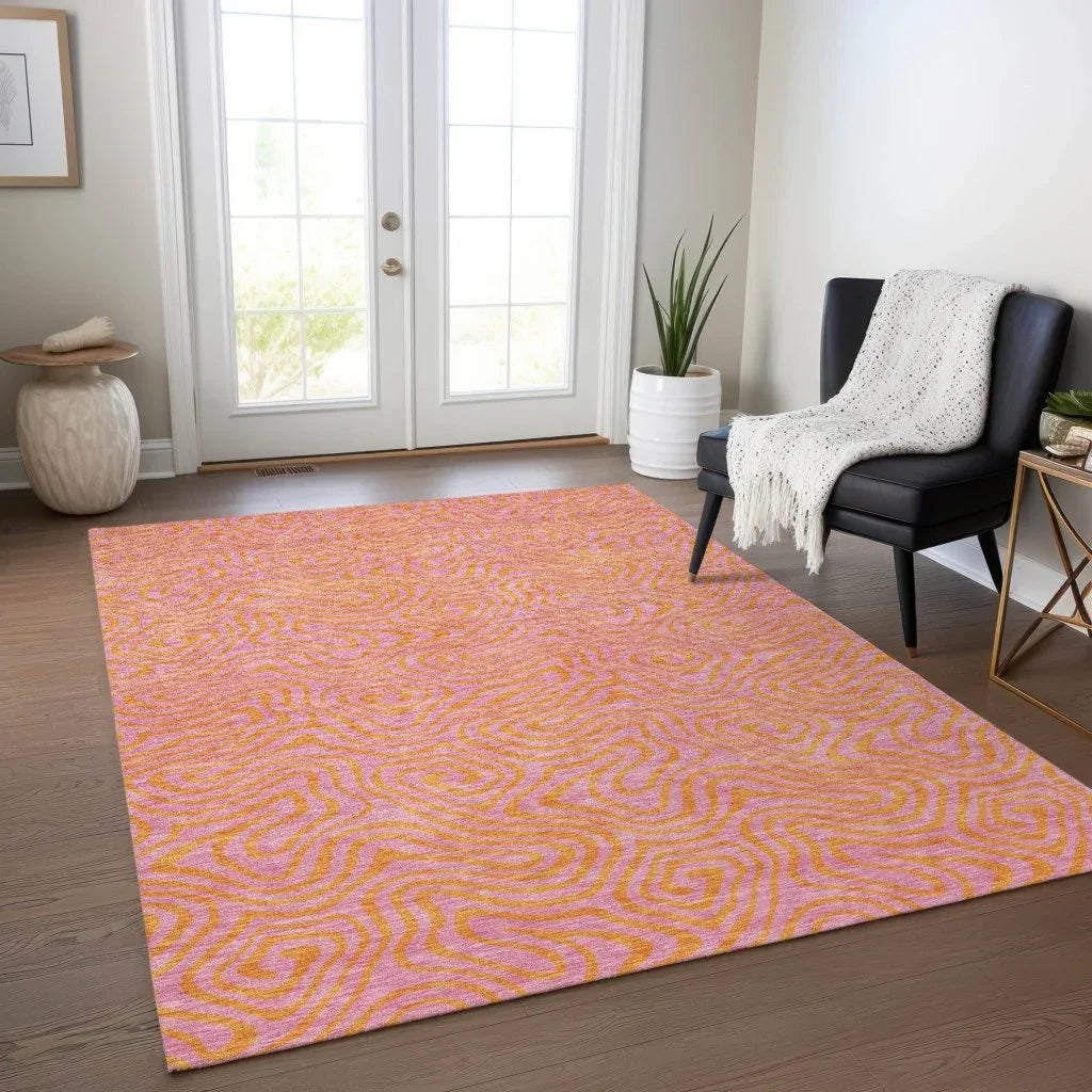 LOOMLAN Rugs Zena Pink Washable Indoor-Outdoor Rug