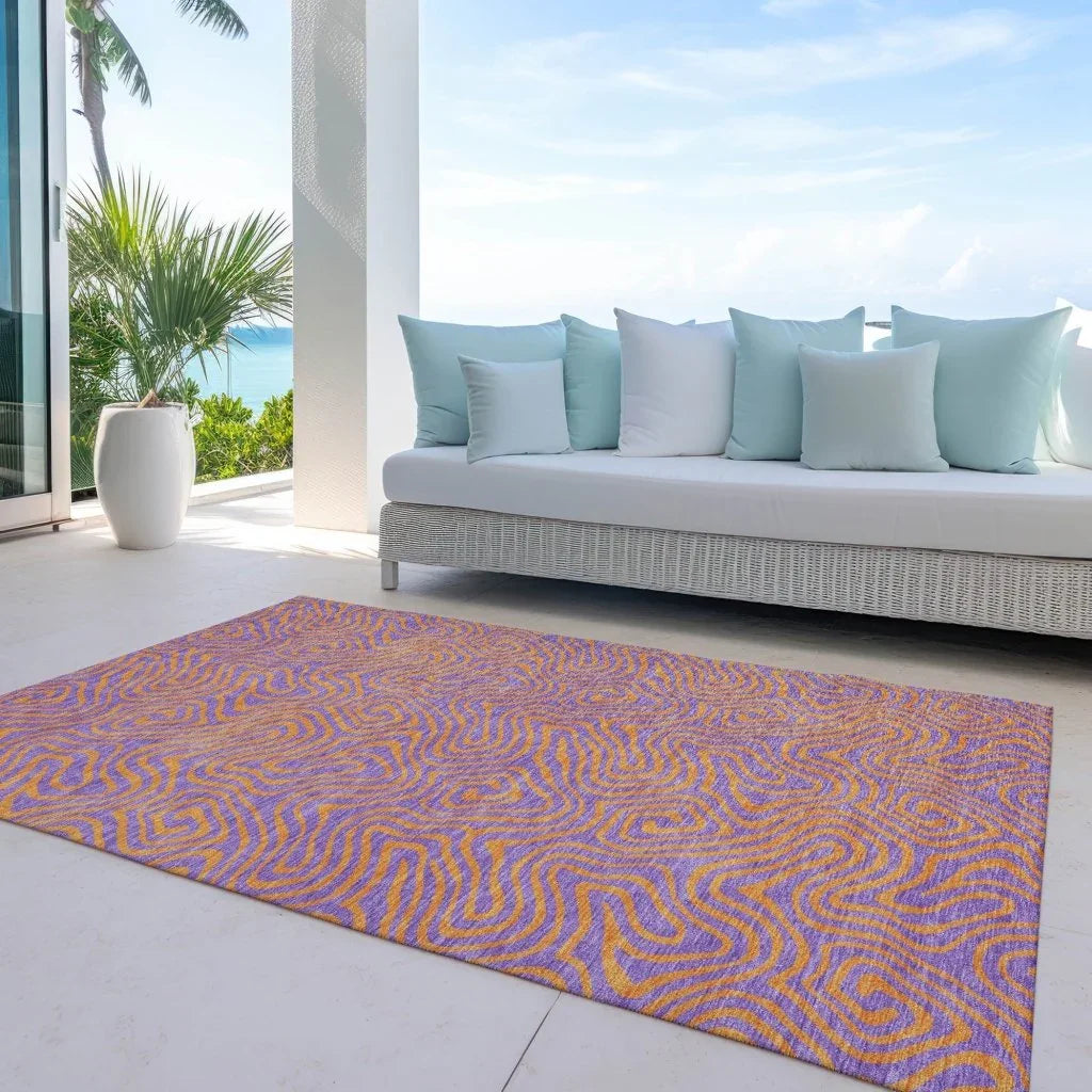 LOOMLAN Rugs Zena Purple Washable Indoor-Outdoor Rug