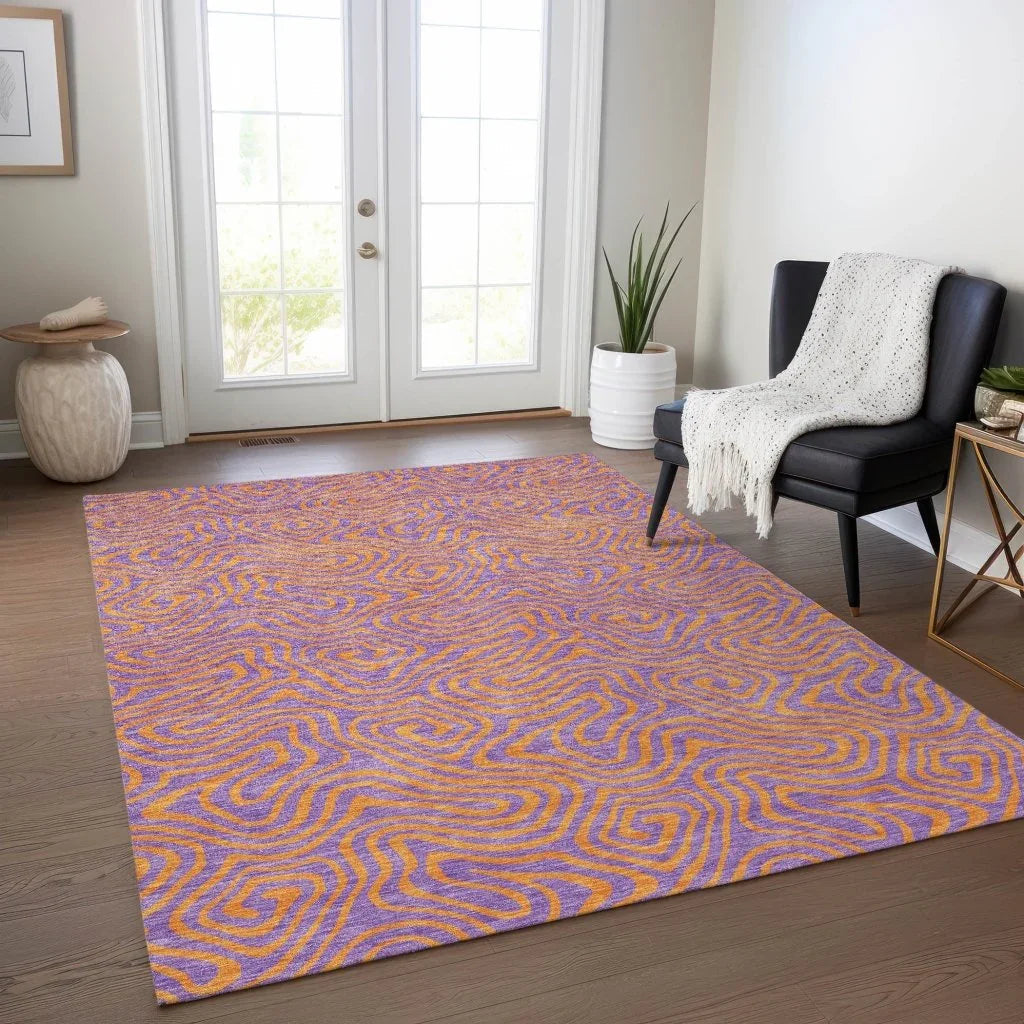 LOOMLAN Rugs Zena Purple Washable Indoor-Outdoor Rug