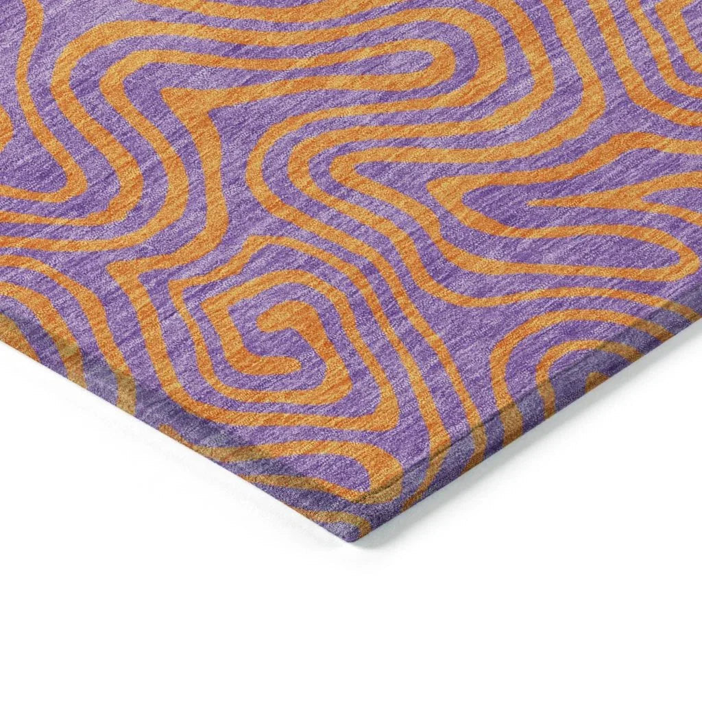 LOOMLAN Rugs Zena Purple Washable Indoor-Outdoor Rug