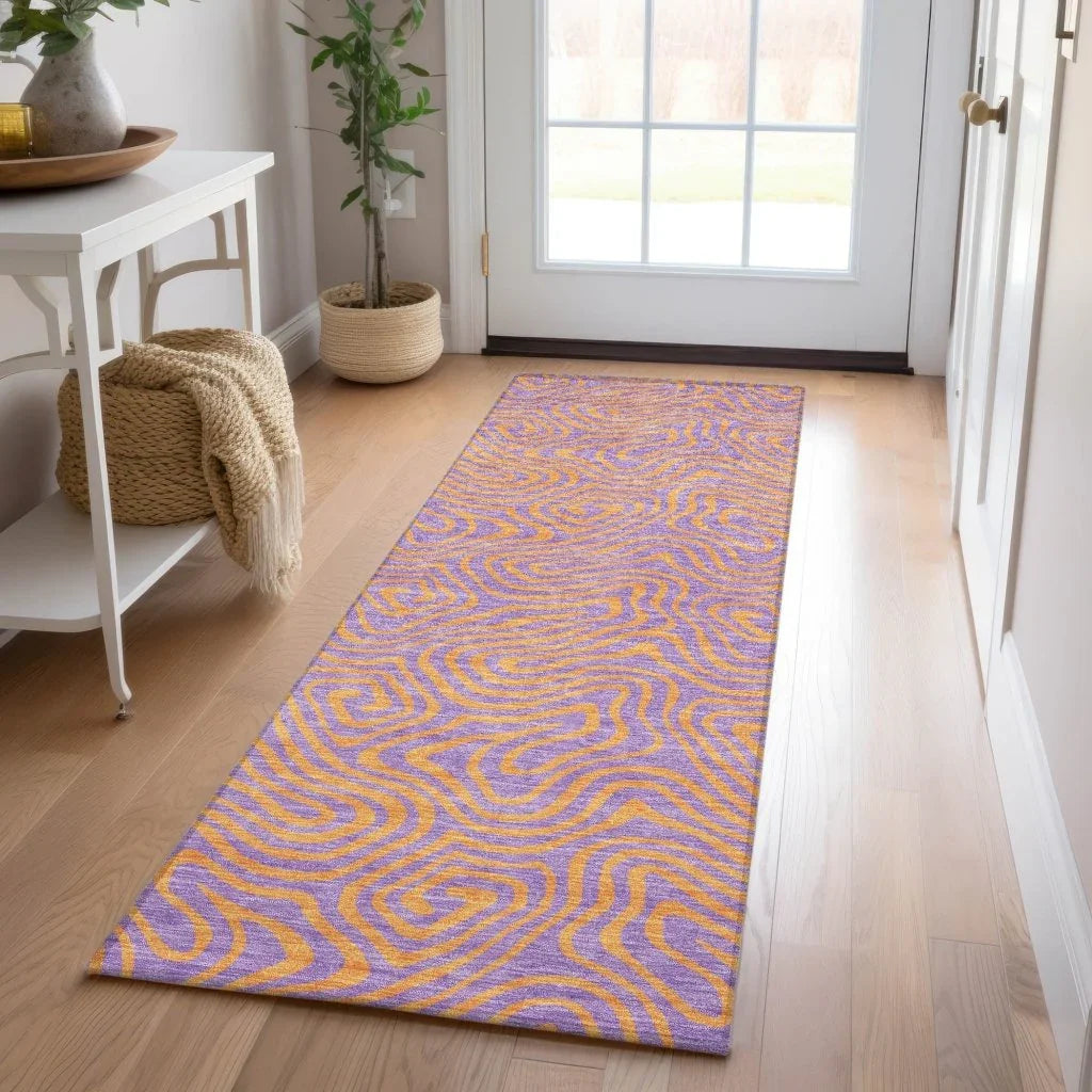 LOOMLAN Rugs Zena Purple Washable Indoor-Outdoor Rug