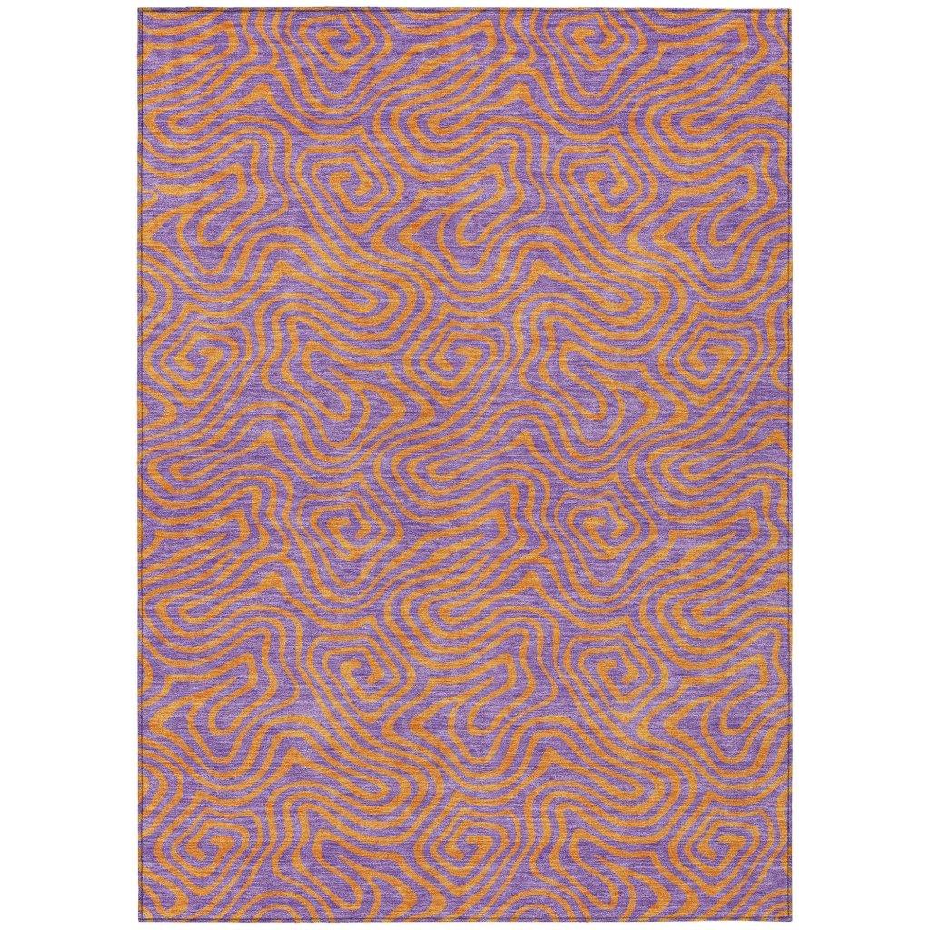 LOOMLAN Rugs Zena Purple Washable Indoor-Outdoor Rug