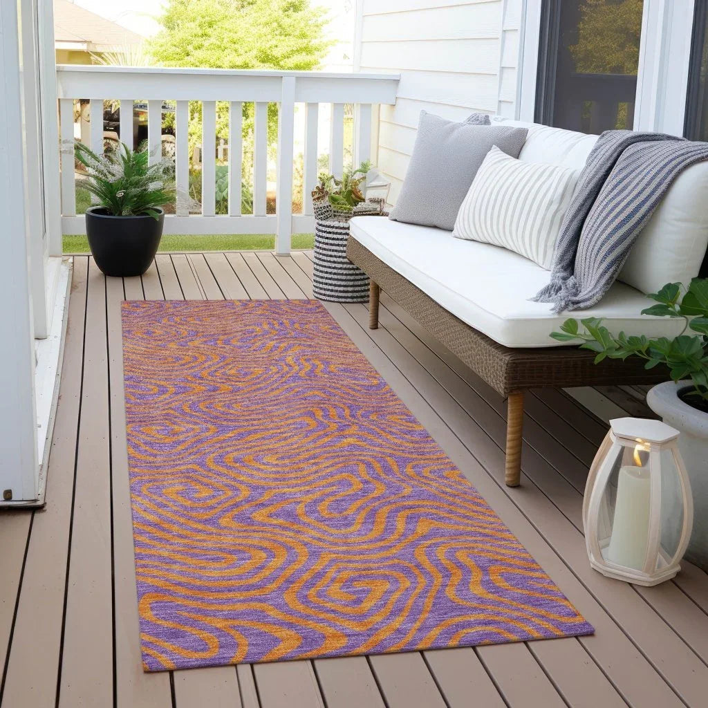 LOOMLAN Rugs Zena Purple Washable Indoor-Outdoor Rug