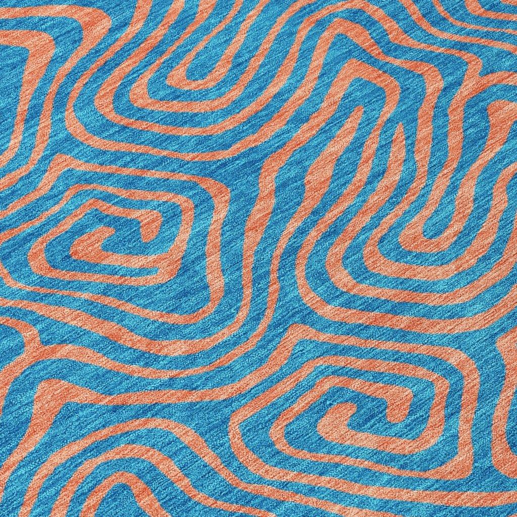 LOOMLAN Rugs Zena Teal Washable Indoor-Outdoor Rug