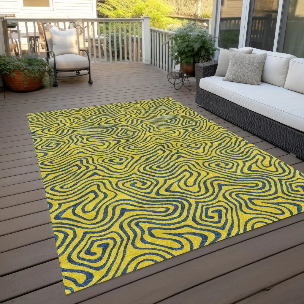 LOOMLAN Rugs Zena Yellow Washable Indoor-Outdoor Rug