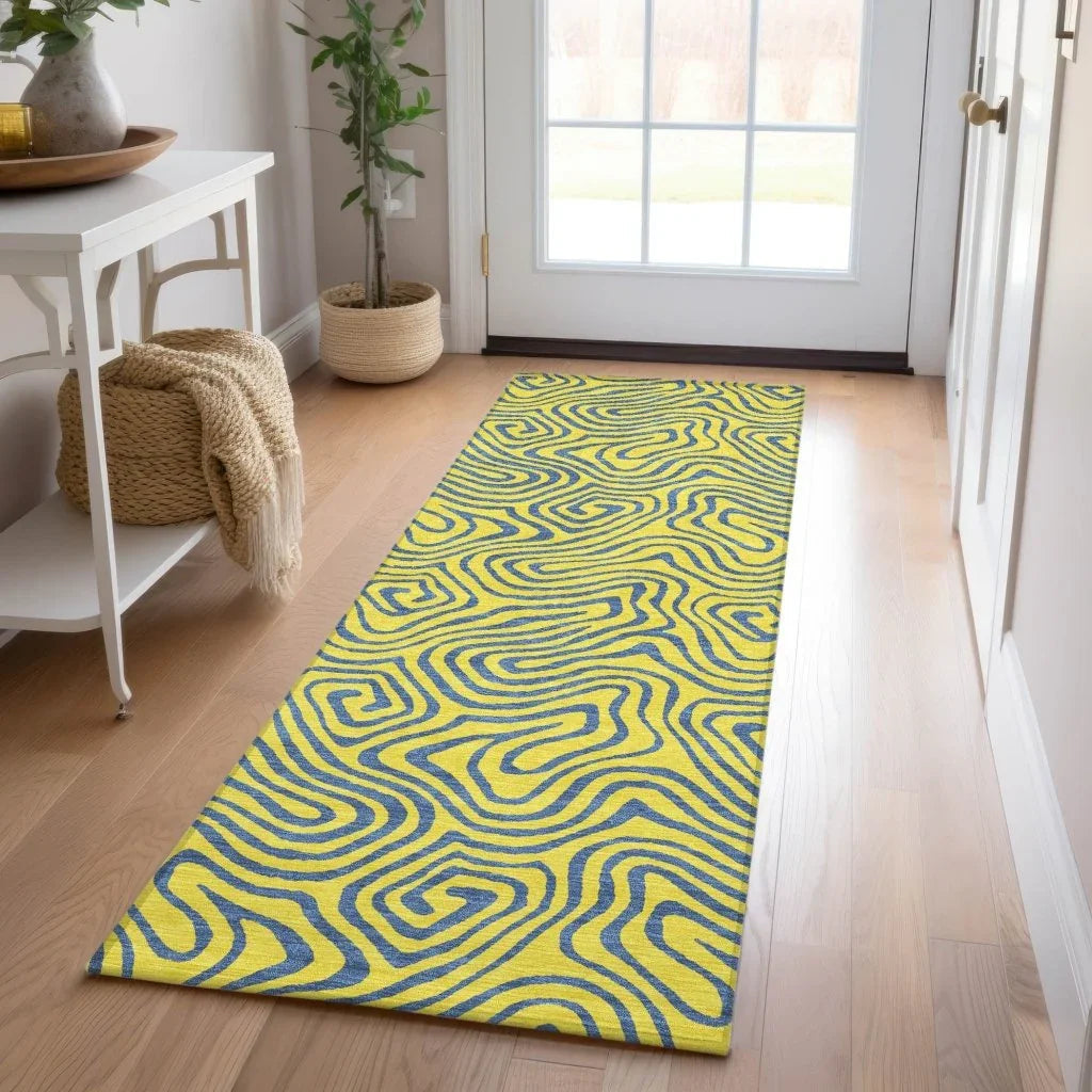 LOOMLAN Rugs Zena Yellow Washable Indoor-Outdoor Rug