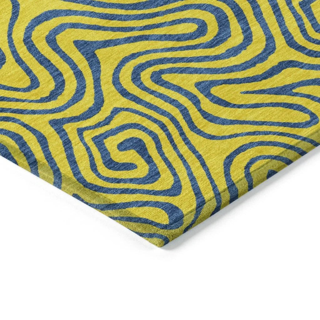 LOOMLAN Rugs Zena Yellow Washable Indoor-Outdoor Rug