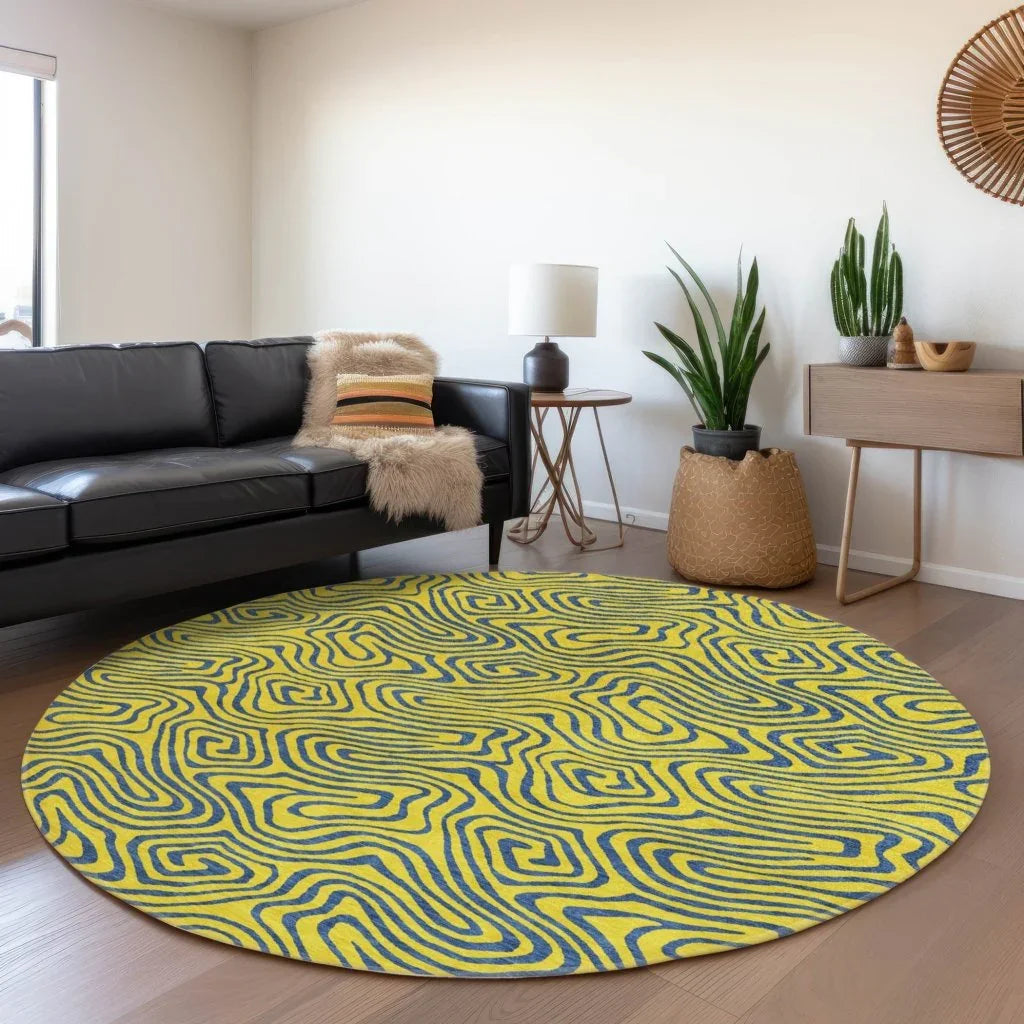 LOOMLAN Rugs Zena Yellow Washable Indoor-Outdoor Rug