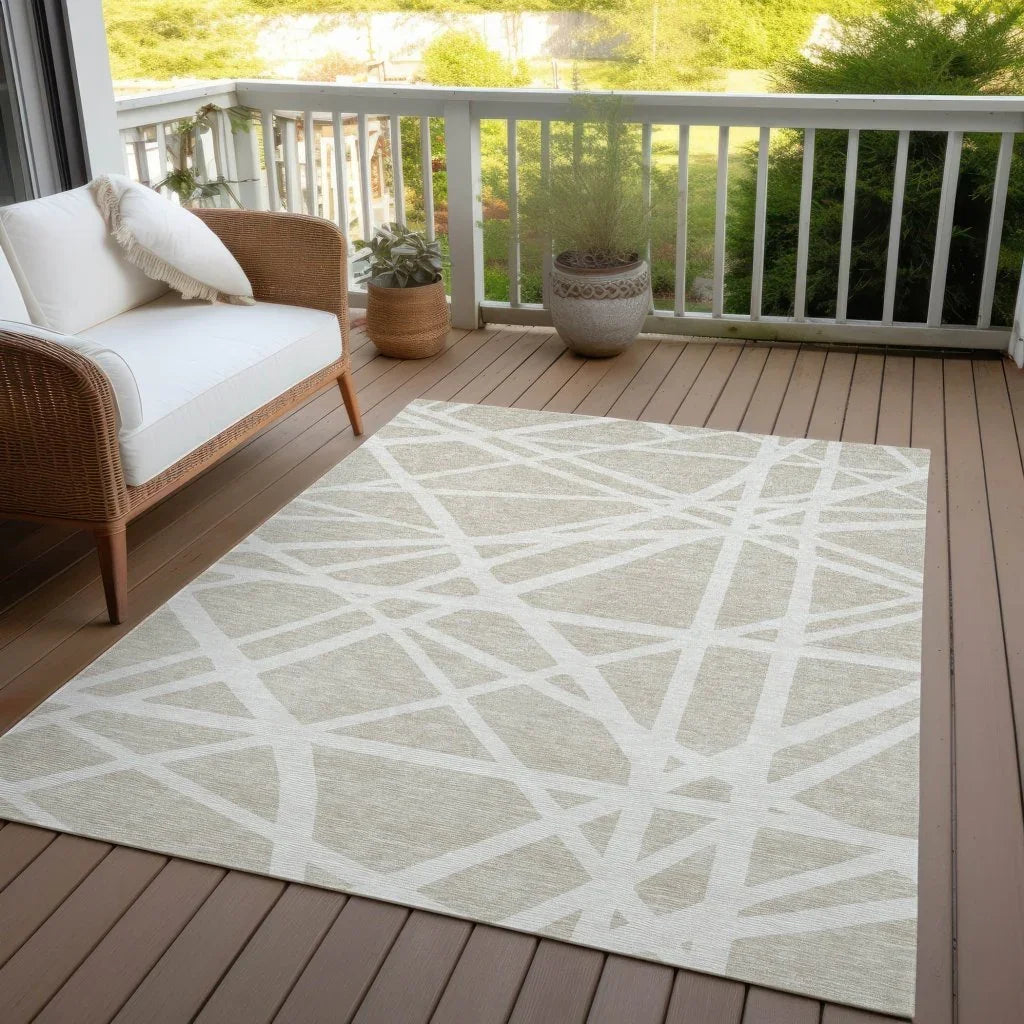 LOOMLAN Rugs Zephina Beige Washable Indoor-Outdoor Rug
