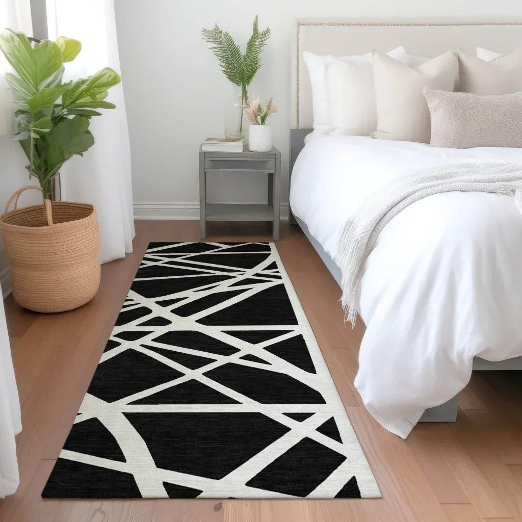 LOOMLAN Rugs Zephina Black Washable Indoor-Outdoor Rug
