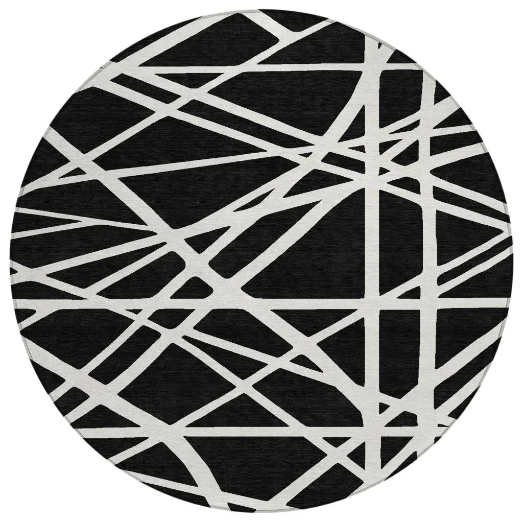 LOOMLAN Rugs Zephina Black Washable Indoor-Outdoor Rug