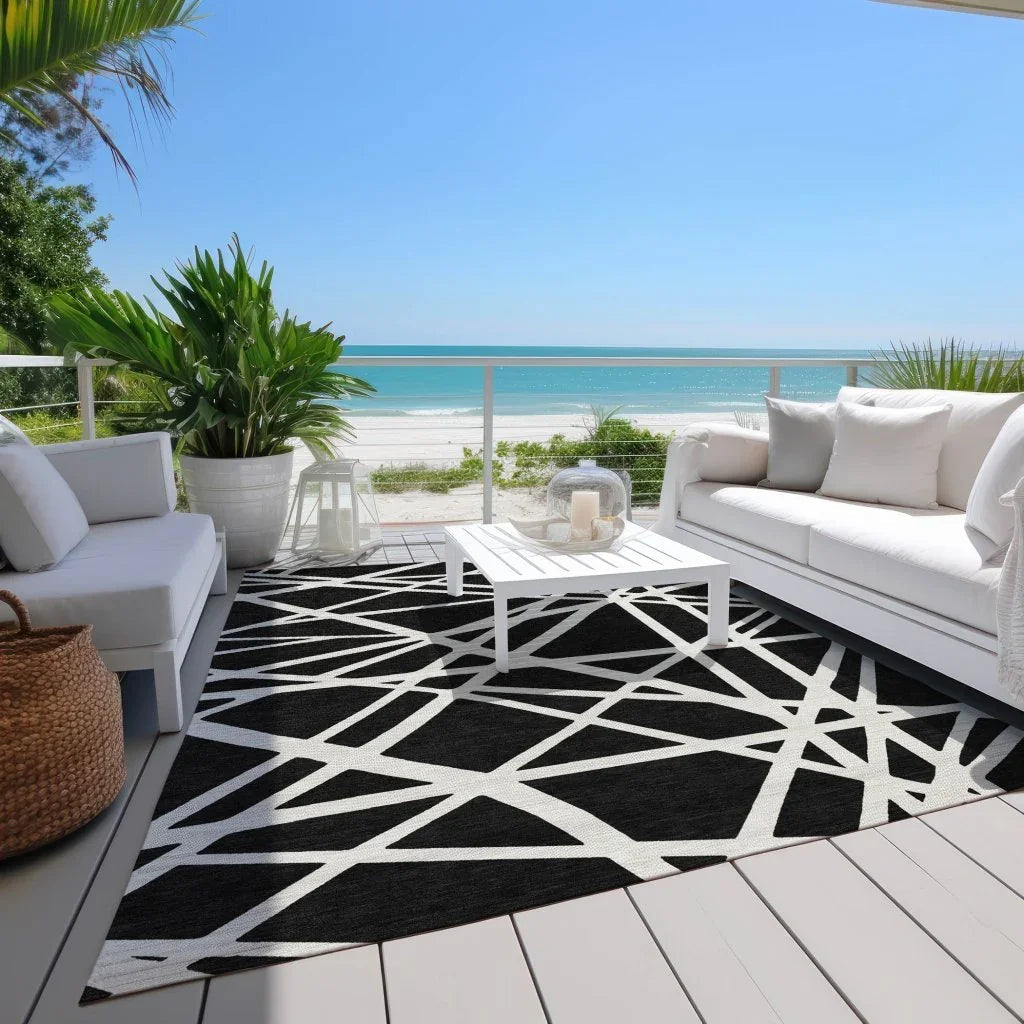 LOOMLAN Rugs Zephina Black Washable Indoor-Outdoor Rug