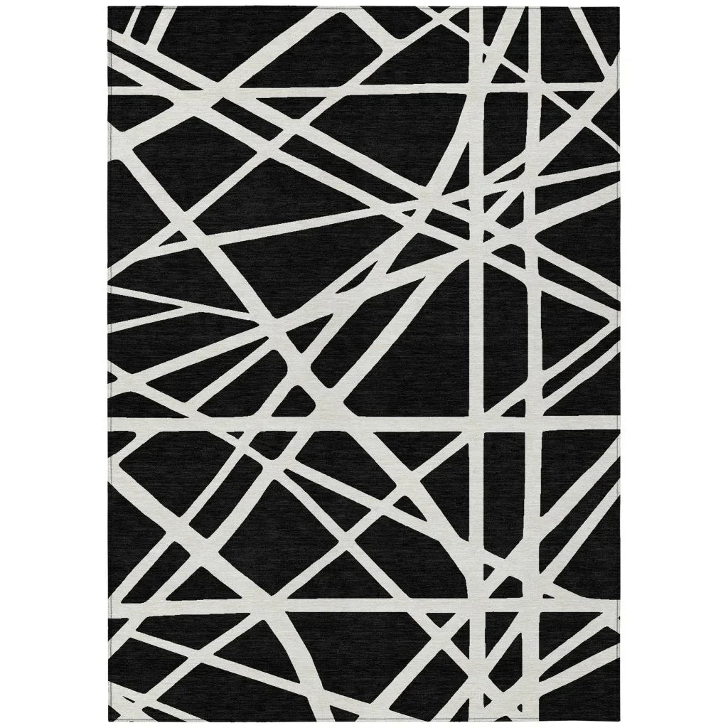 LOOMLAN Rugs Zephina Black Washable Indoor-Outdoor Rug