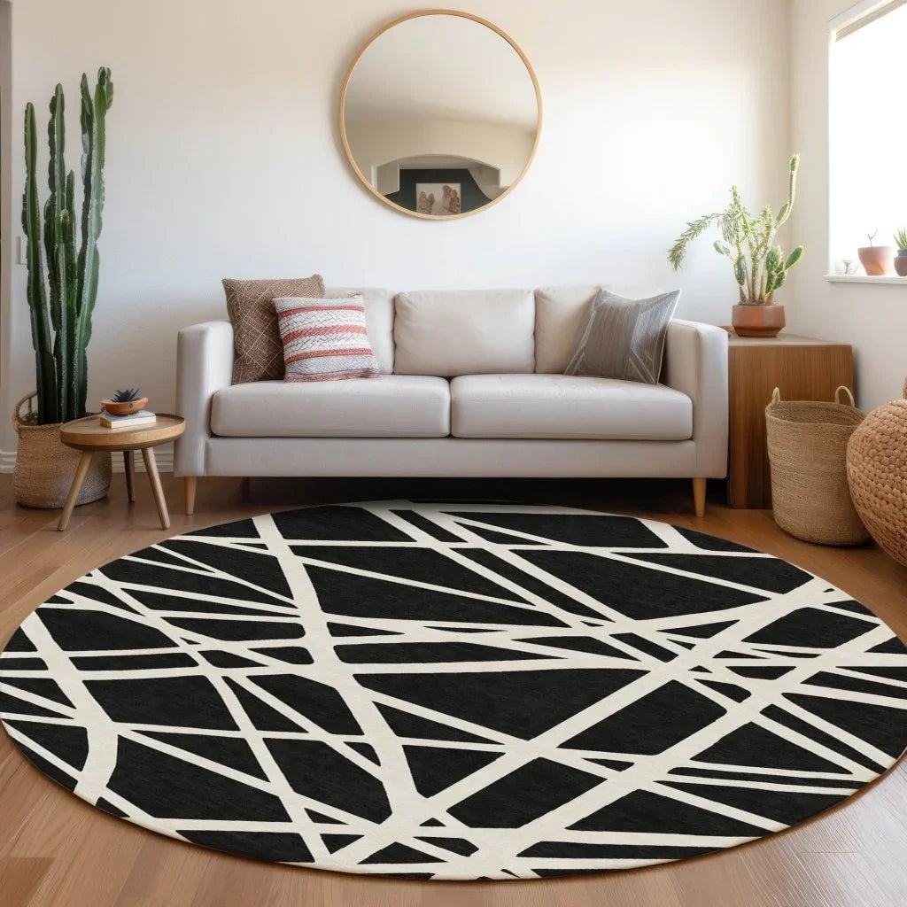 LOOMLAN Rugs Zephina Black Washable Indoor-Outdoor Rug