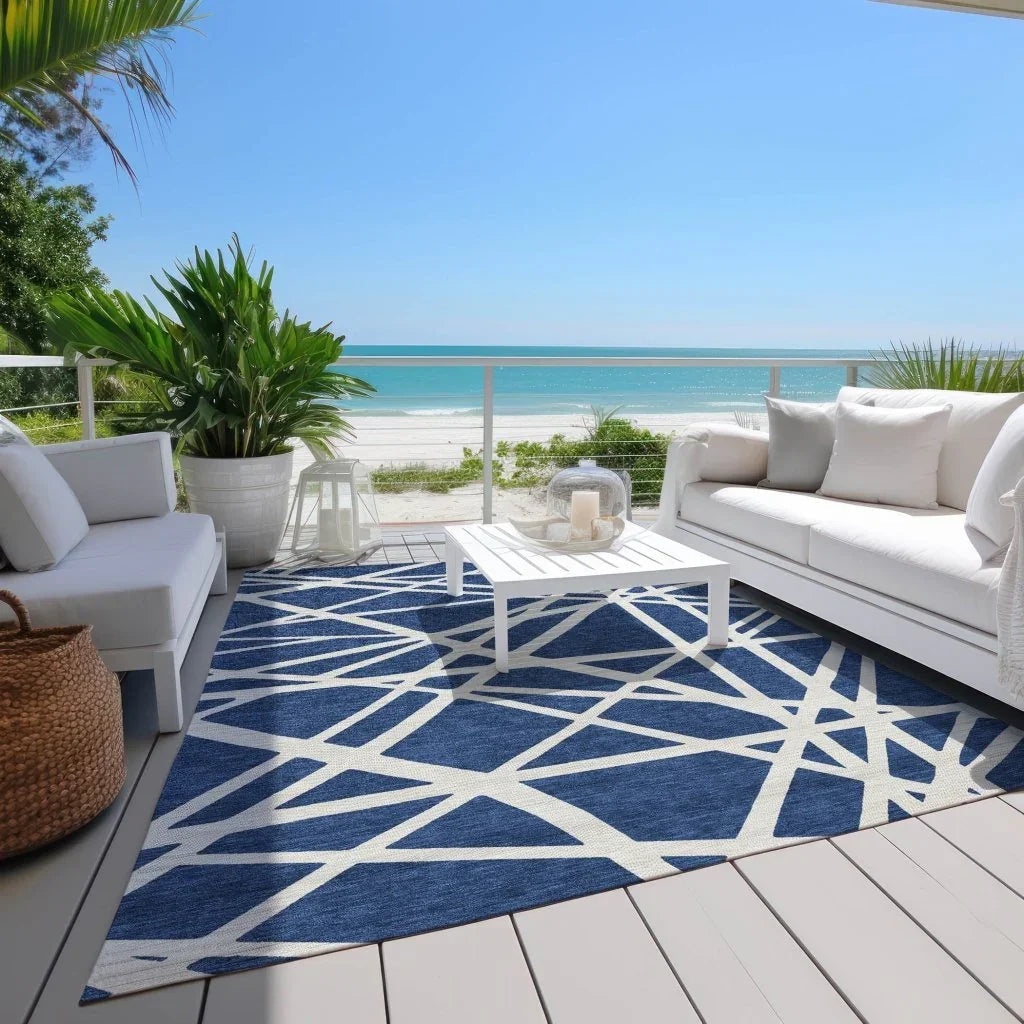 Zephina Blue Washable Indoor - Outdoor Rug - LOOMLAN - LOOMLAN Rugs - Outdoor Rugs