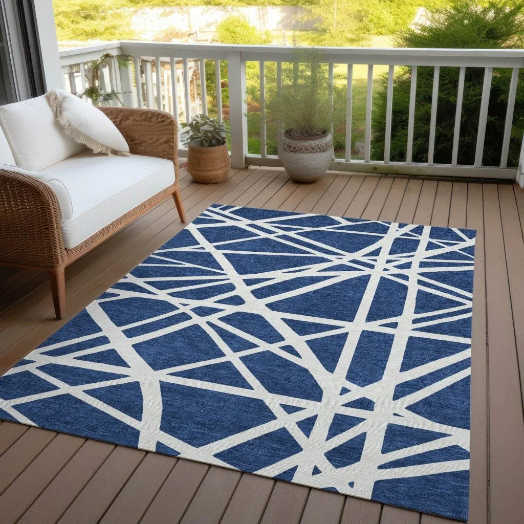 Zephina Blue Washable Indoor - Outdoor Rug - LOOMLAN - LOOMLAN Rugs - Outdoor Rugs