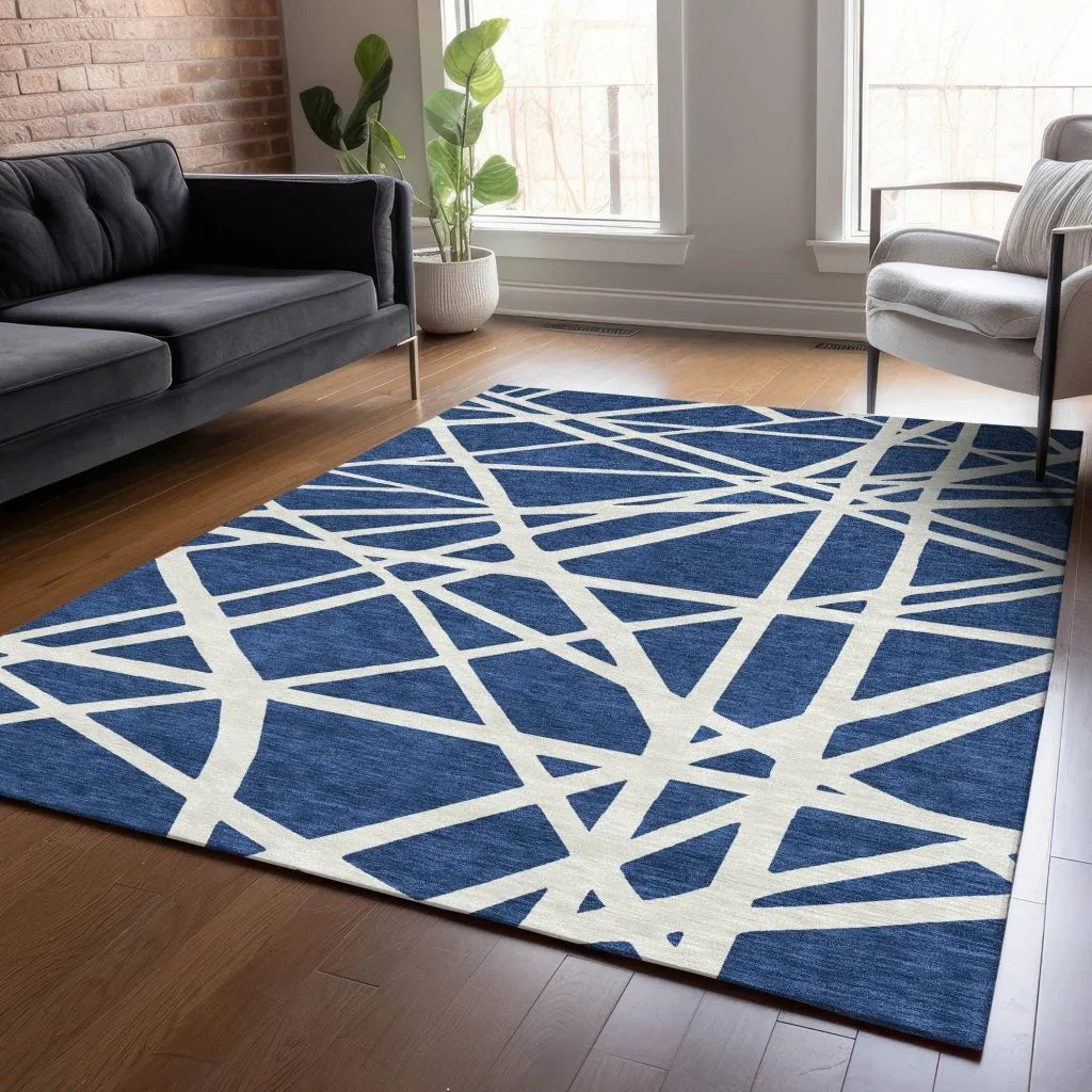 Zephina Blue Washable Indoor - Outdoor Rug - LOOMLAN - LOOMLAN Rugs - Outdoor Rugs