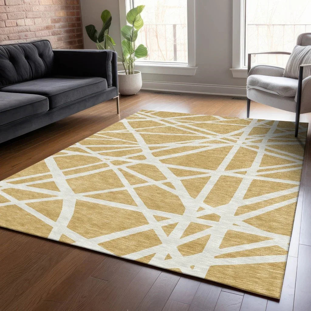 LOOMLAN Rugs Zephina Gold Washable Indoor-Outdoor Rug