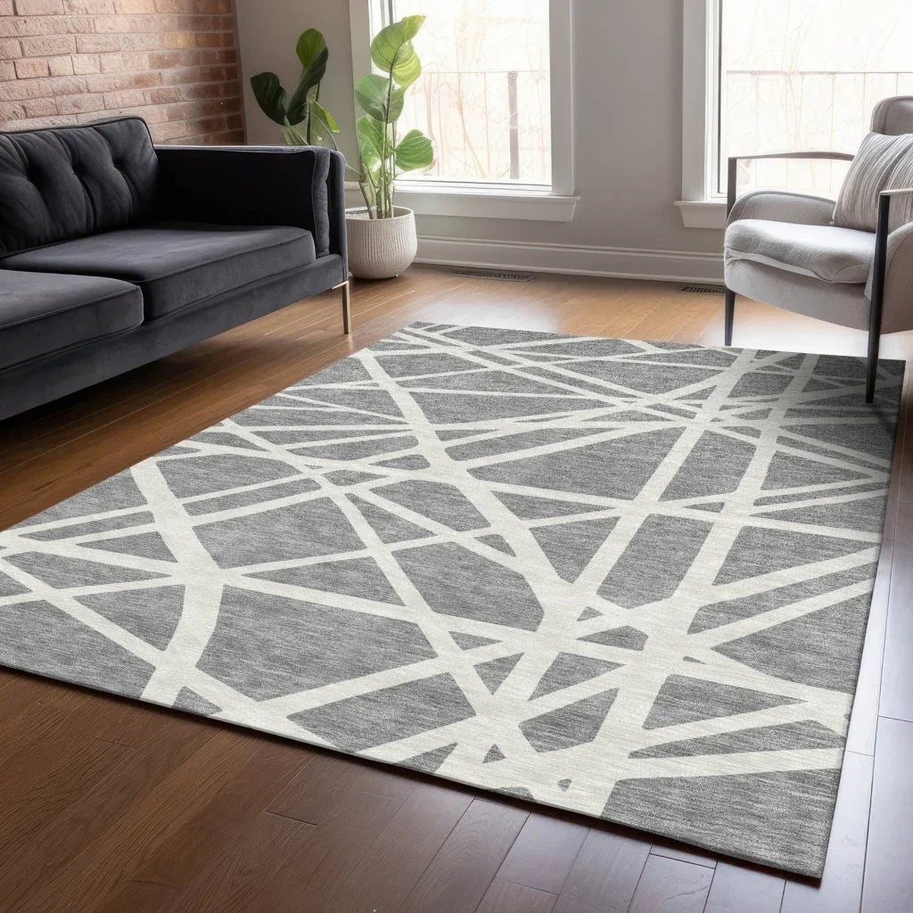LOOMLAN Rugs Zephina Gray Washable Indoor-Outdoor Rug