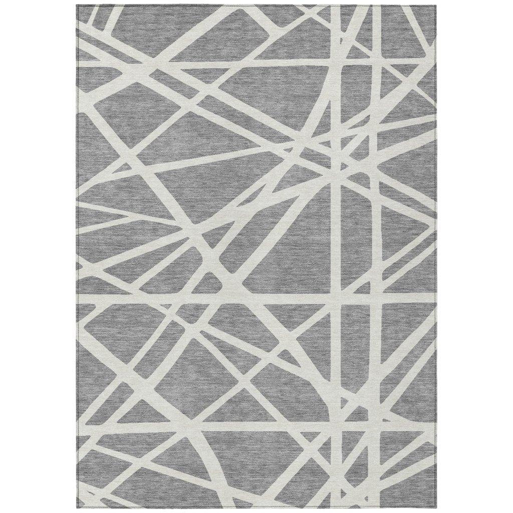 LOOMLAN Rugs Zephina Gray Washable Indoor-Outdoor Rug