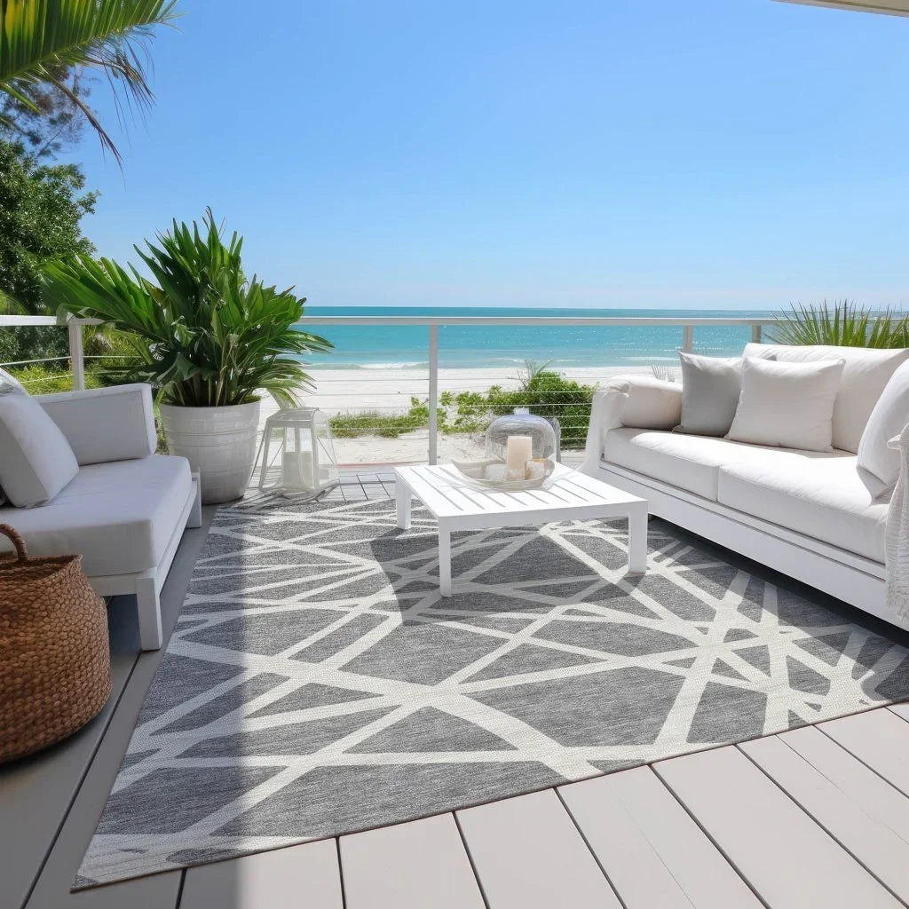 LOOMLAN Rugs Zephina Gray Washable Indoor-Outdoor Rug