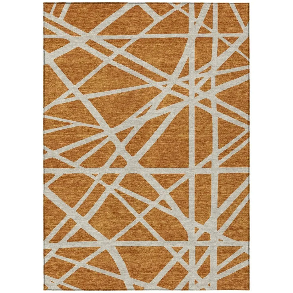 LOOMLAN Rugs Zephina Orange Washable Indoor-Outdoor Rug
