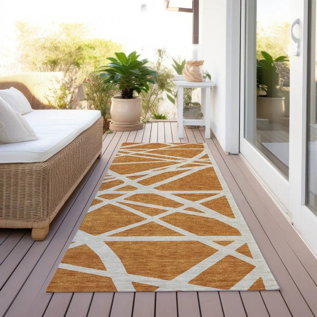 LOOMLAN Rugs Zephina Orange Washable Indoor-Outdoor Rug