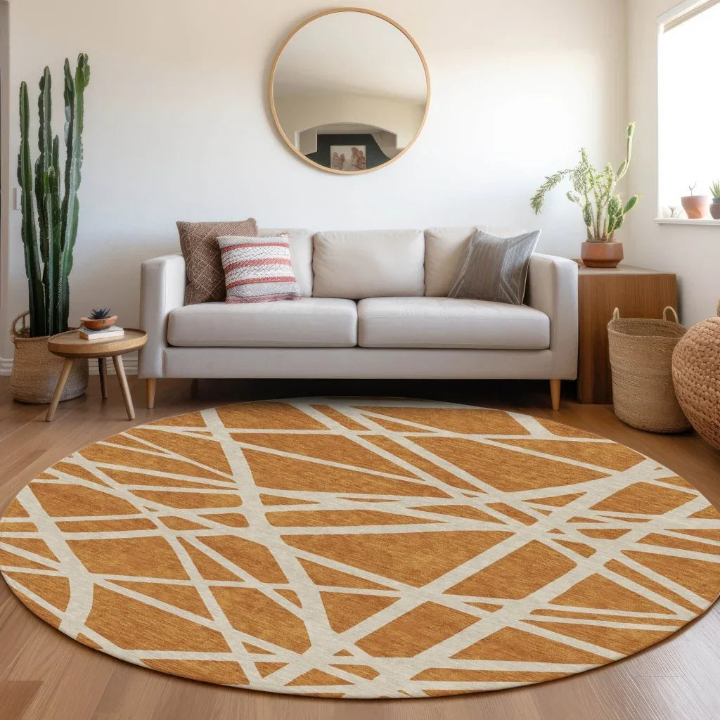 LOOMLAN Rugs Zephina Orange Washable Indoor-Outdoor Rug