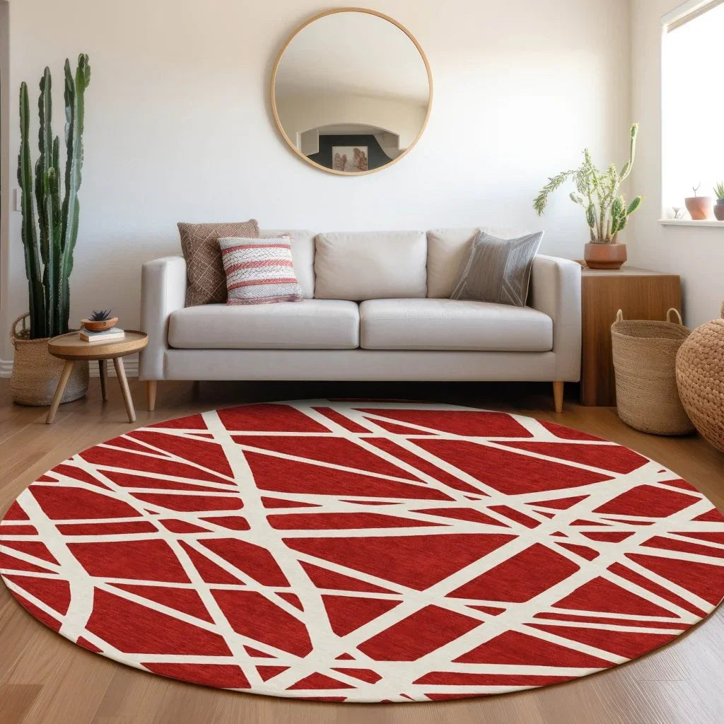 LOOMLAN Rugs Zephina Red Washable Indoor-Outdoor Rug