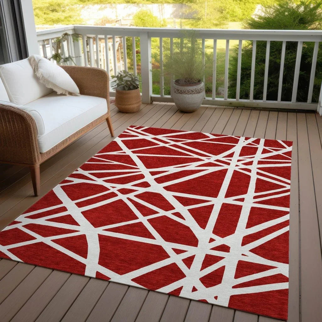 LOOMLAN Rugs Zephina Red Washable Indoor-Outdoor Rug