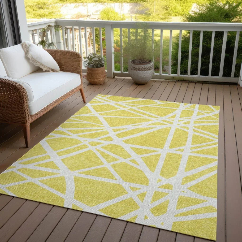 LOOMLAN Rugs Zephina Yellow Washable Indoor-Outdoor Rug