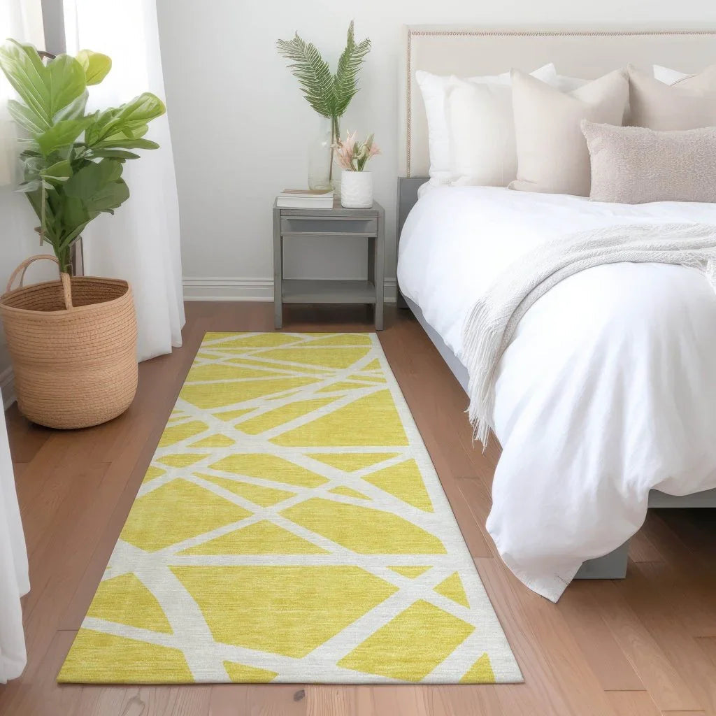 LOOMLAN Rugs Zephina Yellow Washable Indoor-Outdoor Rug