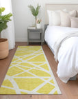 LOOMLAN Rugs Zephina Yellow Washable Indoor-Outdoor Rug