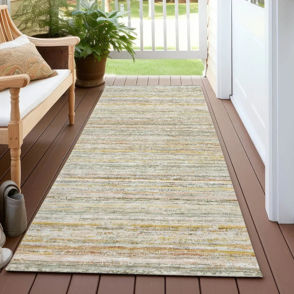 LOOMLAN Rugs Zephyna Green Washable Indoor-Outdoor Rug