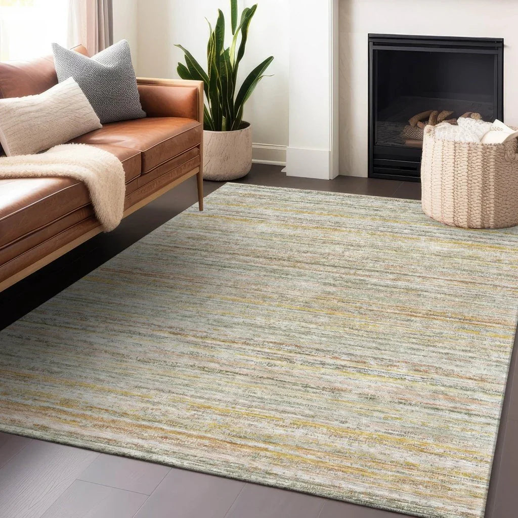 LOOMLAN Rugs Zephyna Green Washable Indoor-Outdoor Rug