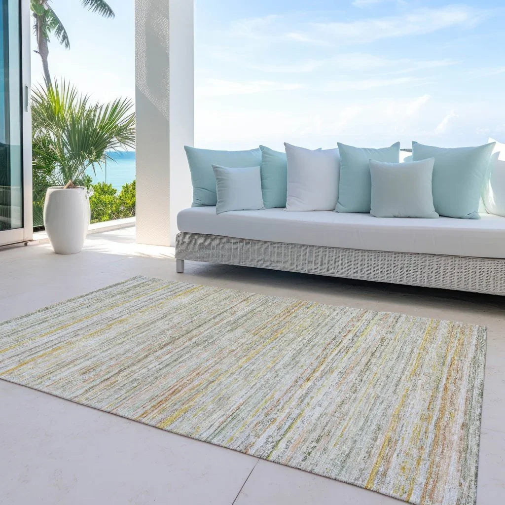 LOOMLAN Rugs Zephyna Green Washable Indoor-Outdoor Rug