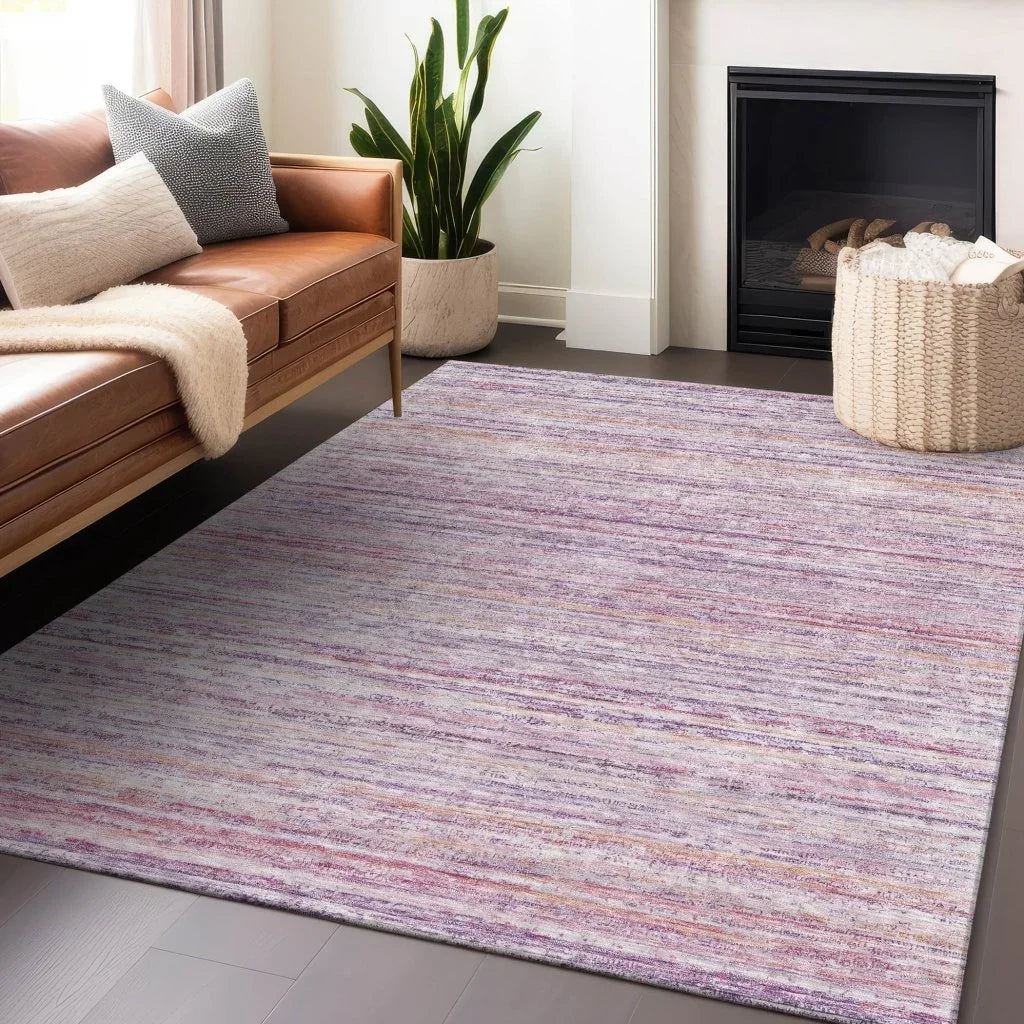 LOOMLAN Rugs Zephyna Pink Washable Indoor-Outdoor Rug
