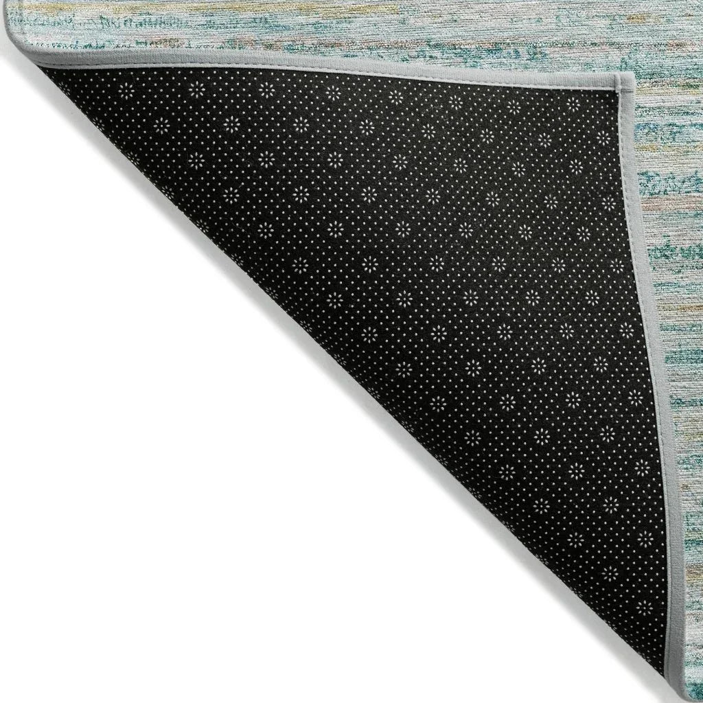 LOOMLAN Rugs Zephyna Teal Washable Indoor-Outdoor Rug